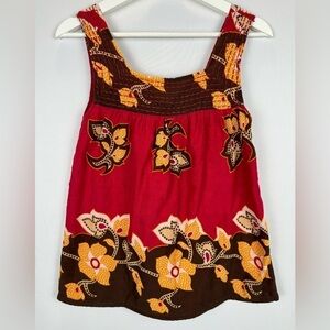 American Rag Cie Swing Tank Top Boho Cotton Square Neck Floral Size XS Summer